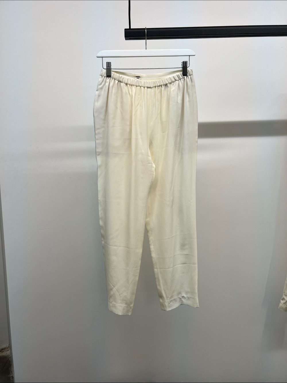 Hermes Cream Elastic-Waist Silk Trousers